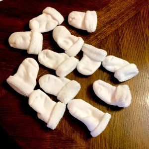 Cute fuzzy white socks for baby